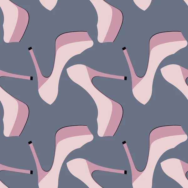 Illustration Seamless pattern on a square background - beautiful shoes on a high platform and thin heels. Design —  Vetores de Stock