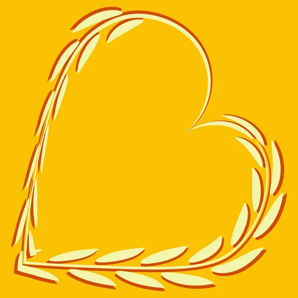 Illustration Square Background Heart Leaves Grass Congratulations Valentine Valentin Day — Stock Vector