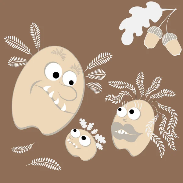 Illustration Square Background Fairy Tale Characters Living Stones Eyes Overgrown — Stockvector