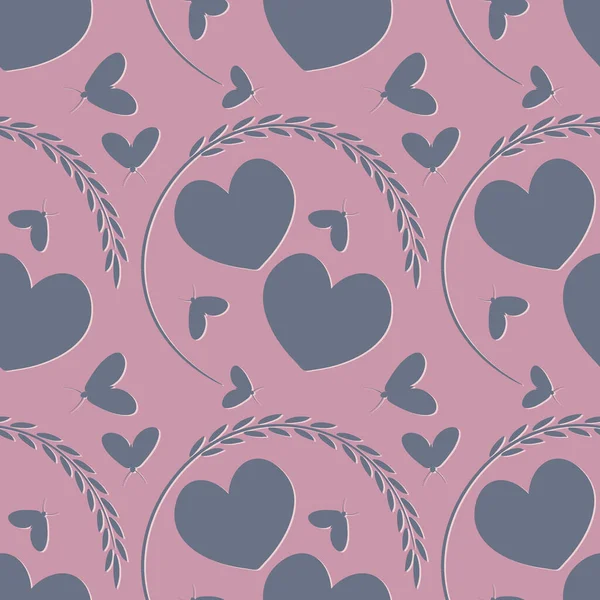 Patrón Fondo Cuadrado Amor Dos Corazones Una Elegante Herradura Planta — Vector de stock