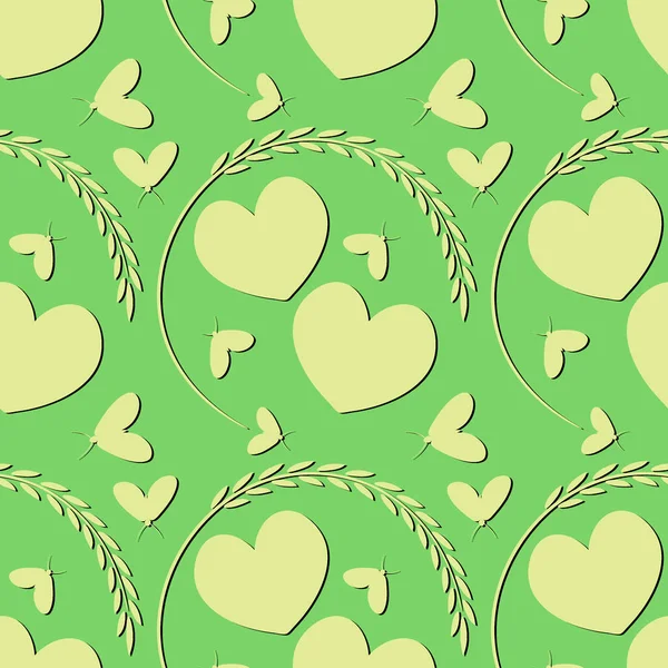 Узор Квадратном Фоне Любовь Два Сердца Изящной Подкове Растения Удачу — стоковый вектор