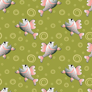 Yırtıcı kötü piranha balığı. Muhteşem sualtı dünyası. Şekil, çizgi film tarzı. Tasarım ögesi