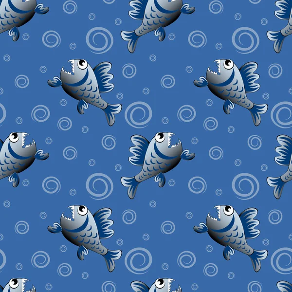Ragadozó gonosz piranha hal. Mesés víz alatti világ. Stílusos, rajzfilmszerű. Tervezési elem — Stock Vector