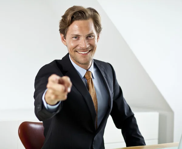 Young Businessman Pointing at the Camera — Stock Photo, Image
