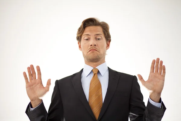 Businessman refusing by backing off — Stock Photo, Image