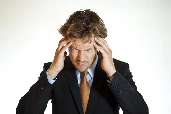 Biznesmen ból z migreną Zdjęcia Stockowe bez tantiem