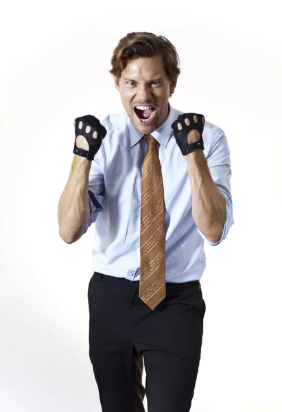 Bruto hombre de negocios listo para una pelea — Foto de Stock