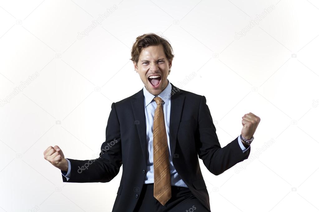 Successfull businessman in moment of victory