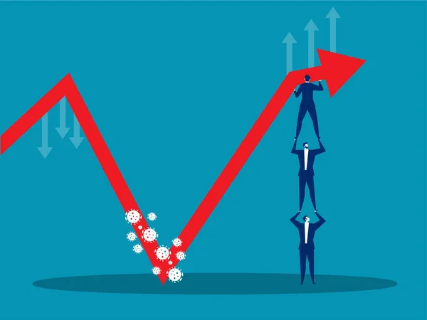 Empresário Segurando Gráfico Preço Ação Mover Partir Desbloqueio Permitido Depois —  Vetores de Stock