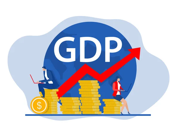 Gdp Vagy Bruttó Hazai Termékráta Növekedési Nyilakkal Világgazdasági Koncepcióval Vektorillusztráció — Stock Vector