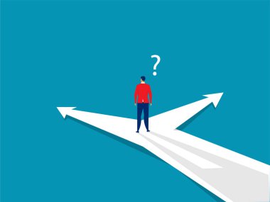 Yeni bir konsept. Maceralar ve fırsatlar başlıyor. İş adamı açık havada yolda. resimleme