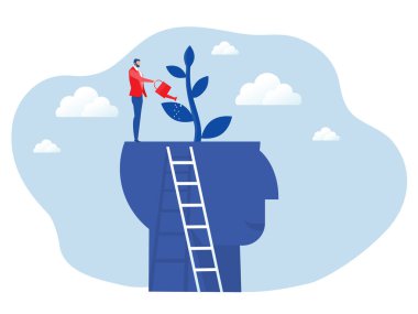 Büyük beyin gelişimi konsept vektörü olan iş adamlarını sulamak