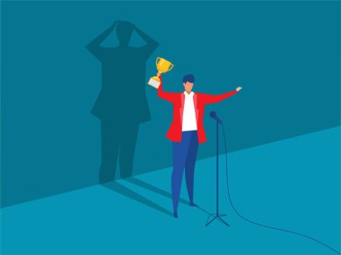 Taklitçi sendrom. Şu anki profili için arkasında korku gölgesi olan bir adam. İş yerinde kaygı ve kendine güven eksikliği; sahte kişi başka bir kavramdır.