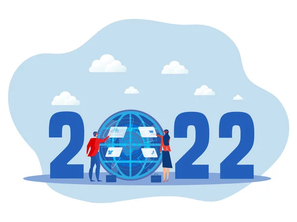 2022 New Years Metaverse Augmented Reality Technology Online Platform Digital — Stock vektor