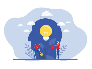 Büyük beyin gelişimi zihniyeti olan işletme tesislerini sulama fikri vektörü