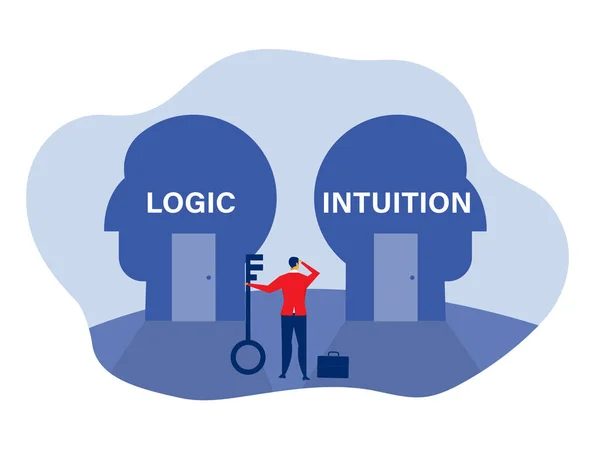 Bepaal Richting Tussen Intuïtie Logica Keuze Van Het Concept Een — Stockvector