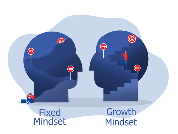 大きな頭人間は成長の考え方が違う固定観念ベクトル — ストックベクタ