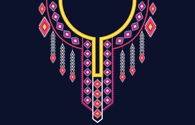 Tekstil kumaş boyun tasarımı, geleneksel doğu deseni, moda kadın kıyafetleri için geometrik oryantal desen tasarımı 