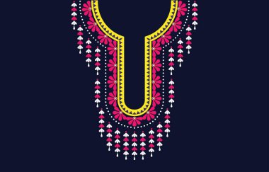 Tekstil kumaş boyun tasarımı, geleneksel oryantal desen, moda kadın kıyafetleri için çiçek işlemeli kolye tasarımı 