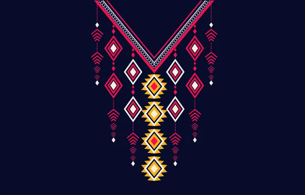 Текстильная Ткань Дизайн Шеи Восточный Узор Традиционный Геометрический Восточный Узор — стоковый вектор