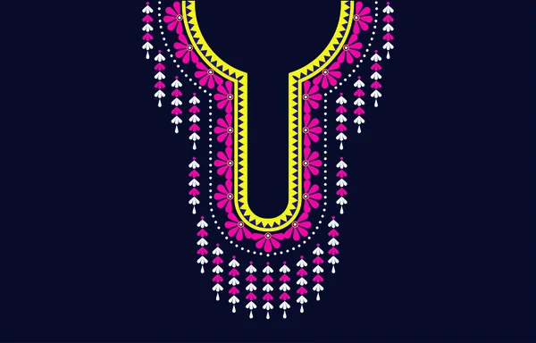 Текстильная Ткань Дизайн Шеи Восточный Узор Традиционный Цветочный Дизайн Ожерелье — стоковый вектор