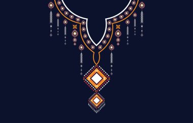 Tekstil kumaş boyun tasarımı, geleneksel doğu deseni, moda kadın kıyafetleri için geometrik oryantal desen tasarımı 