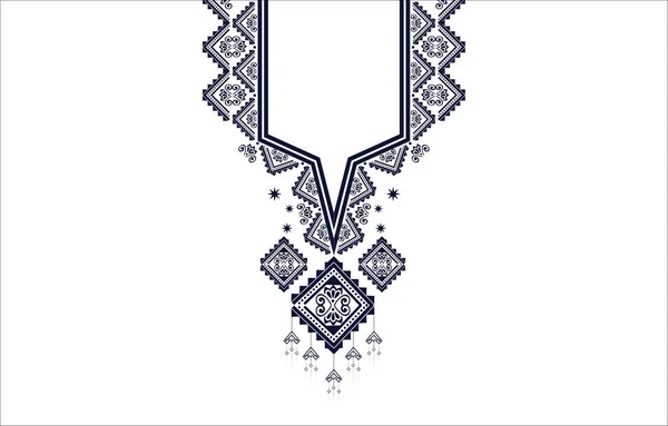 Textile Fabric Neck Design Oriental Pattern Traditional Geometric Oriental Pattern — Stock Vector