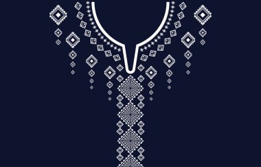Etnik Boyun Nakışı Geometrik şekiller, moda vektörü için arka plan veya duvar kağıdı ve giysi için boyun nakış desenleri 