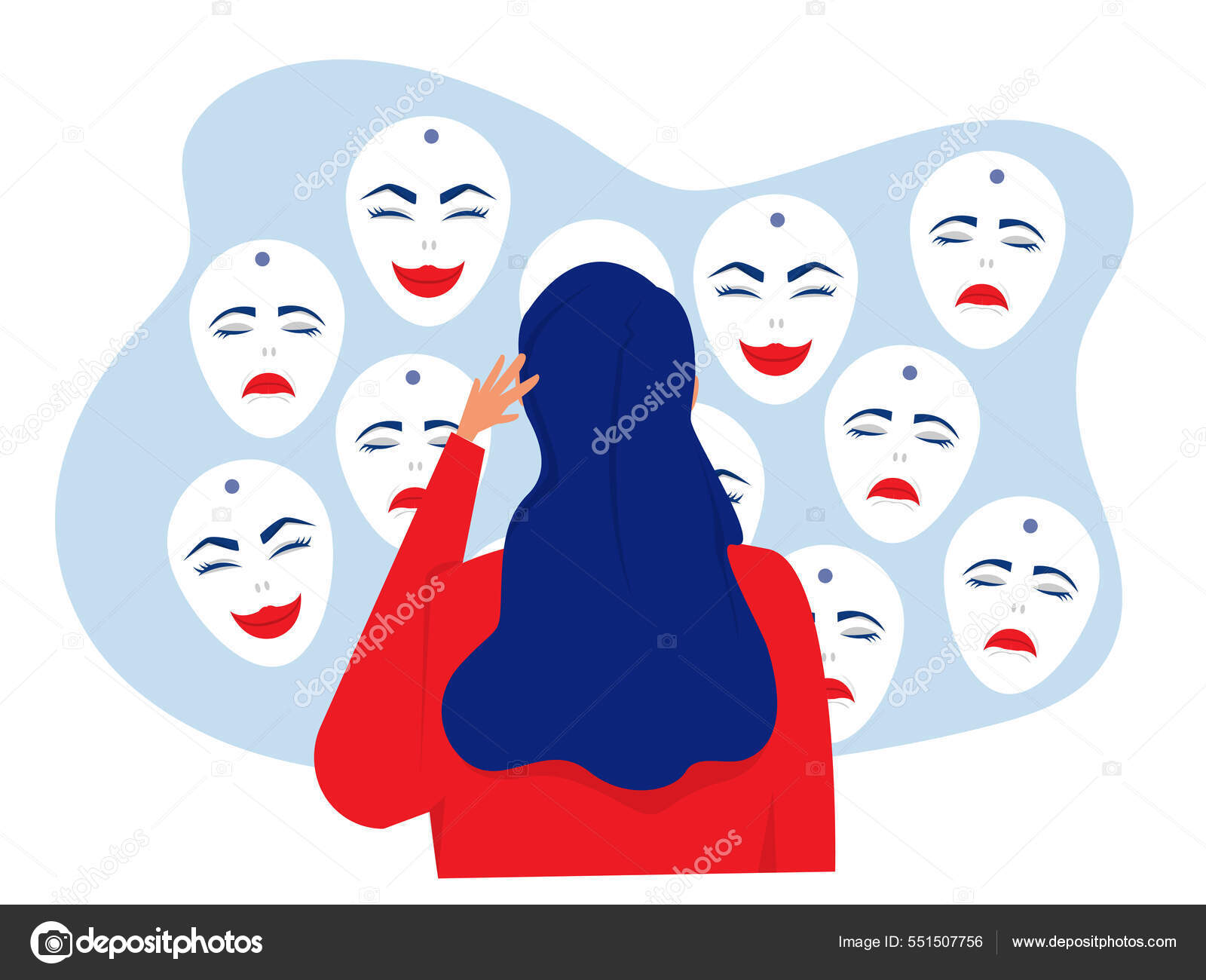 Ilustração de mulher segurando seu rosto, tristeza Anime desenho