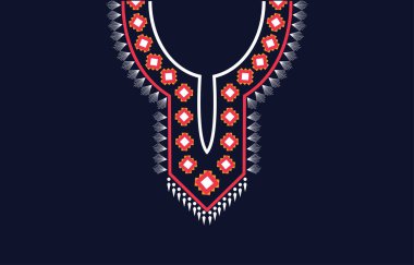 Etnik Boyun Nakışı Geometrik şekiller, moda vektörü için arka plan veya duvar kağıdı ve giysi için boyun nakış desenleri 