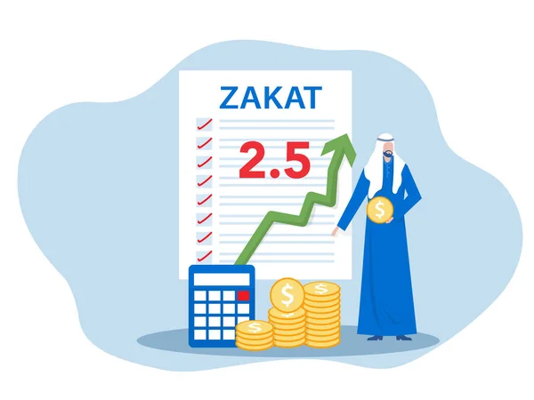 Businessman Pay Zakat Profit Ramadan Kareem Concept Zakat Fitrah Holy —  Vetores de Stock