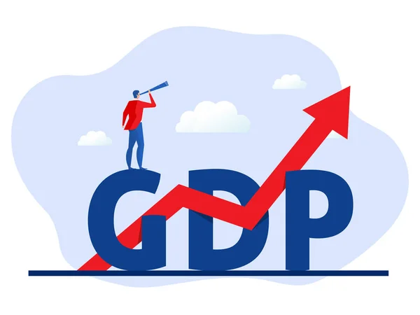 Gdp Gross Domestic Product Capita Businessman Analysis Telescope Growth Income — Image vectorielle