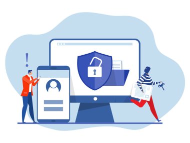 Korsan veri çalar, bilgisayar korsanı saldırısına uğrarken iş yeri uyku vektörü çizimi yapar. Veri korsanına saldırmak, dolandırıcılık ve suçu hacklemek