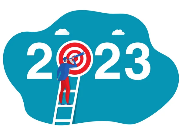Obchodní Vize Dalekohledem Pro Příležitosti Dalekohledu 2023 Cíl Dále Vizionář — Stockový vektor