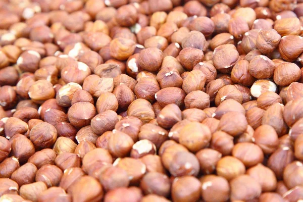 Pile of forest hazelnuts in supermarket — Stock Photo, Image