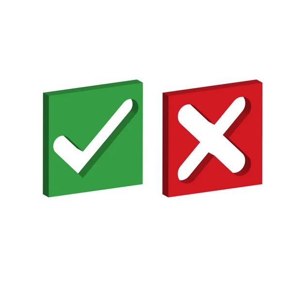 Green Check Mark Red Cross Right Wrong Vector Illustration Vector — Stockfoto