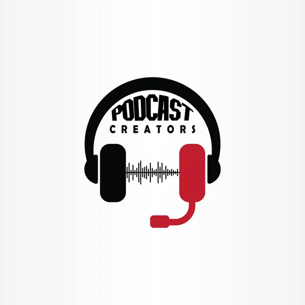 Podcast Logo Design Concept Premium Vector — Stock Vector