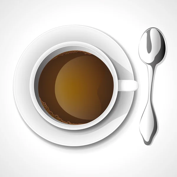 Taza de café y cuchara — Vector de stock