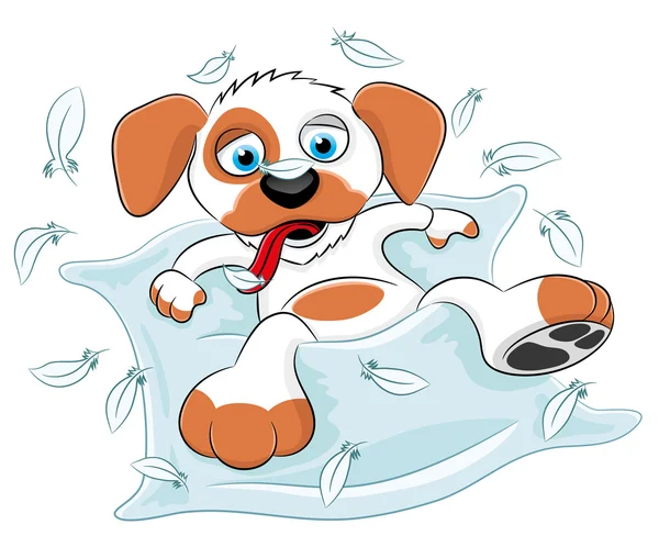 Divertido perro en blanco . — Vector de stock