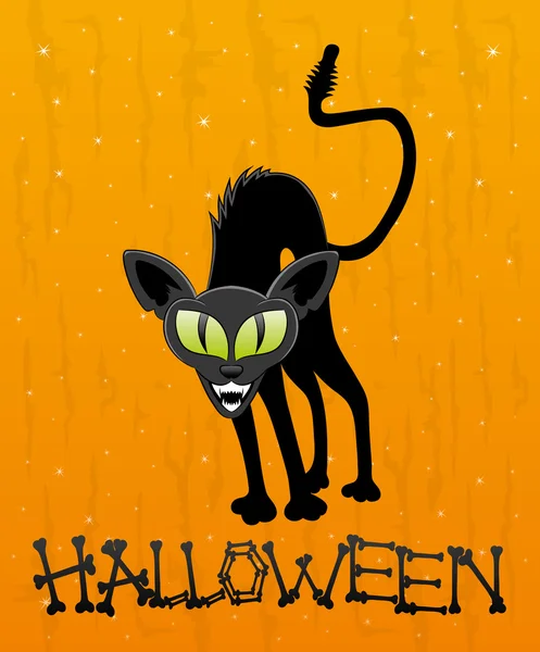 Хэллоуинская иллюстрация. Чёрная кошка — стоковый вектор
