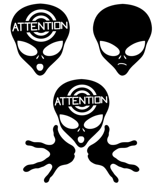 Alien icons on white. — Stock Vector