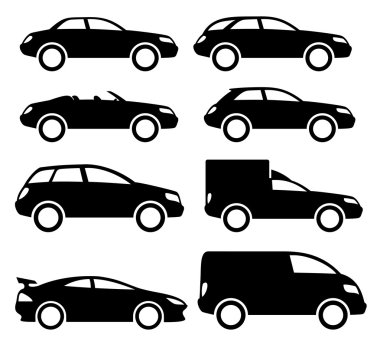 beyaz araba simgeleri.