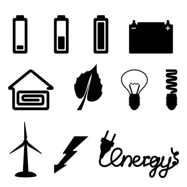 beyaz izole enerji simgeler.