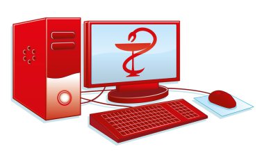 Beyaz arkaplandaki bilgisayar.