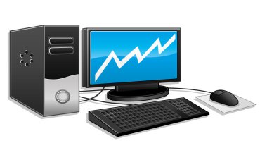 Beyaz arkaplandaki bilgisayar.