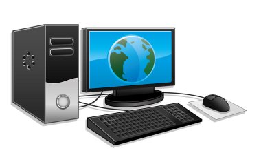 Beyaz arkaplandaki bilgisayar.