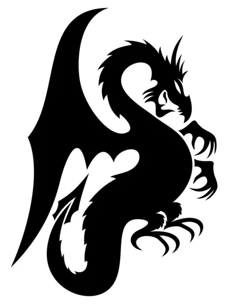 Dragon teken op wit. — Stockvector