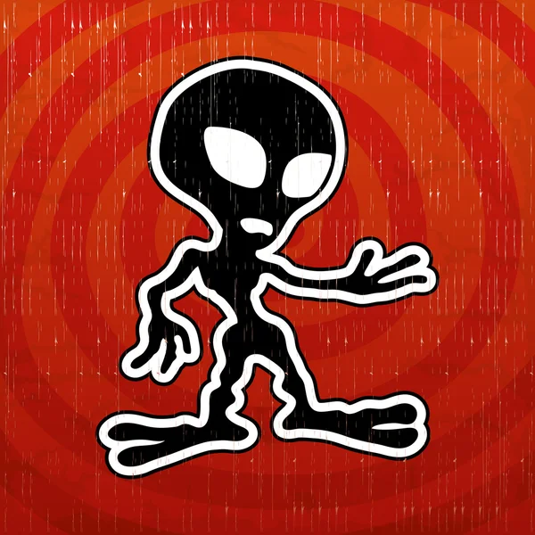 Alien on red background. — Stock Vector