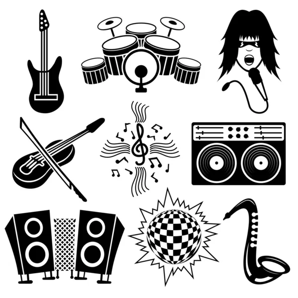 Music icons on white. — Stock Vector