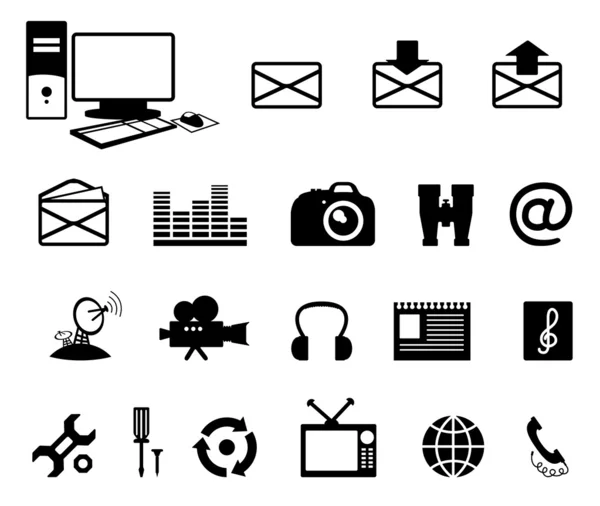Black icons on white. — Stock Vector